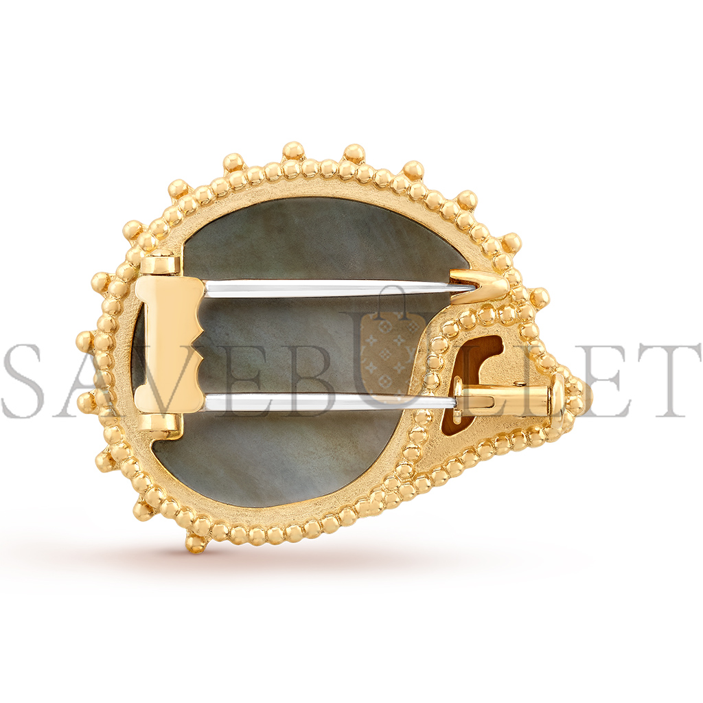 V*n Cl**f arpels lucky animals hedgehog clip - yellow gold, mother-of-pearl, onyx, tiger eye vcarp2az00